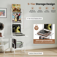 Giantex Record Player Stand with Vinyl Storage, 5-Tier Tall Turntable Stand