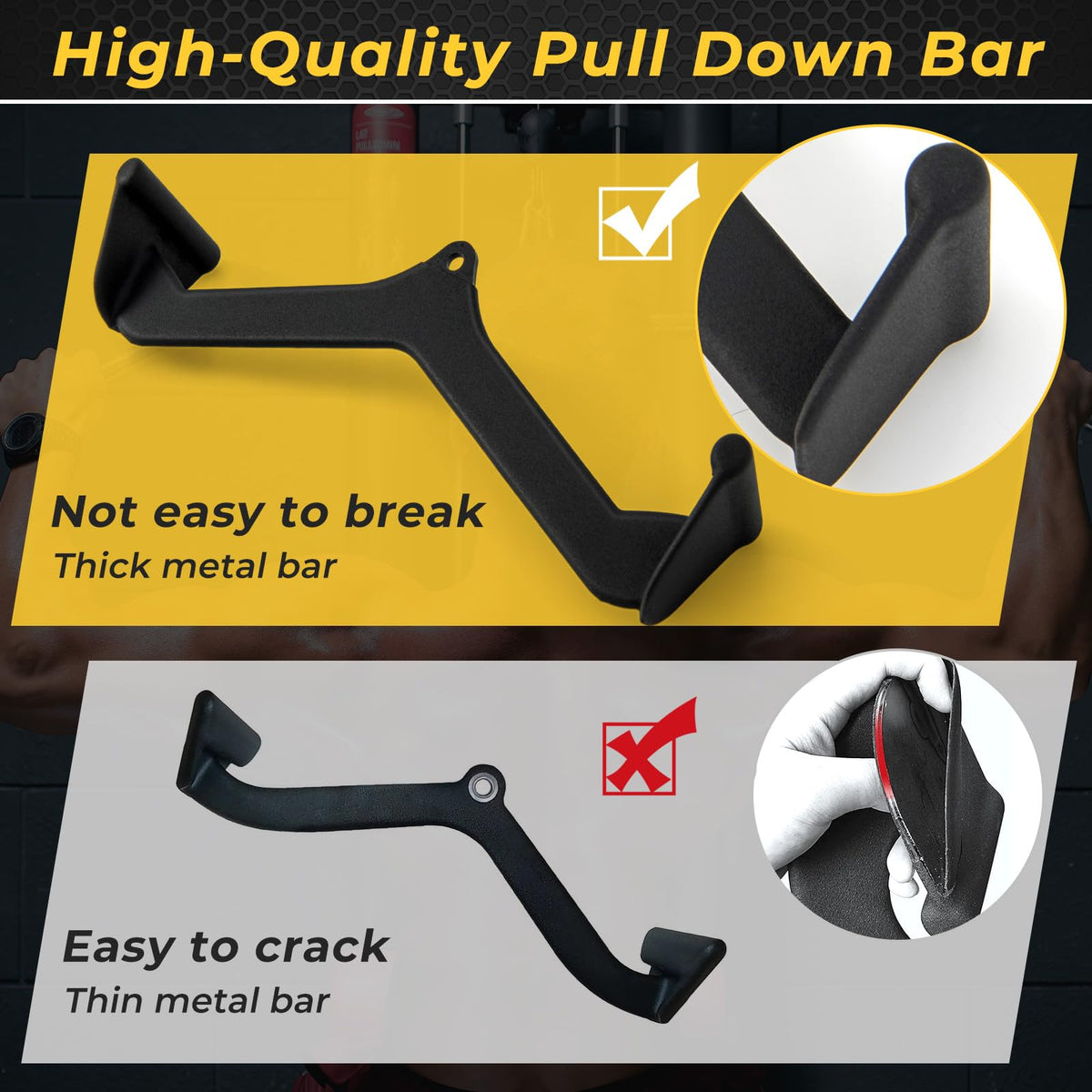 Pulley Cable Attachments for Back Bicep Tricep Strength Training at Home