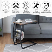 Giantex C-Shaped End Table with Side Pocket