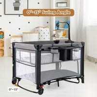 5-in-1 Baby Pack and Play with 4-Level Adjustable Height and Changing Table