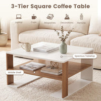 Modern Compact Center Table with Storage Shelf for Home or Office