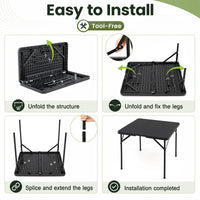 34” Folding Table, Square Foldable Card Table