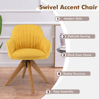 Giantex Modern Swivel Accent Chair, Dining Chair Upholstered Armchair w/Beech Wood Legs