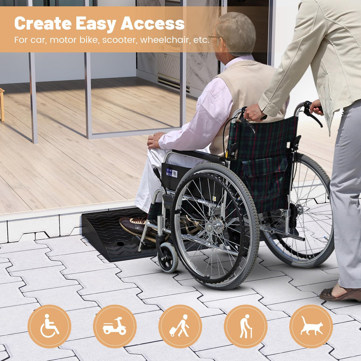 Curb Ramp 2 Pack, 12/13cm Raised Height Rubber Threshold Ramps Set