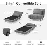 Tri-Fold Down Sofa Bed Chair with Solid Wood Legs