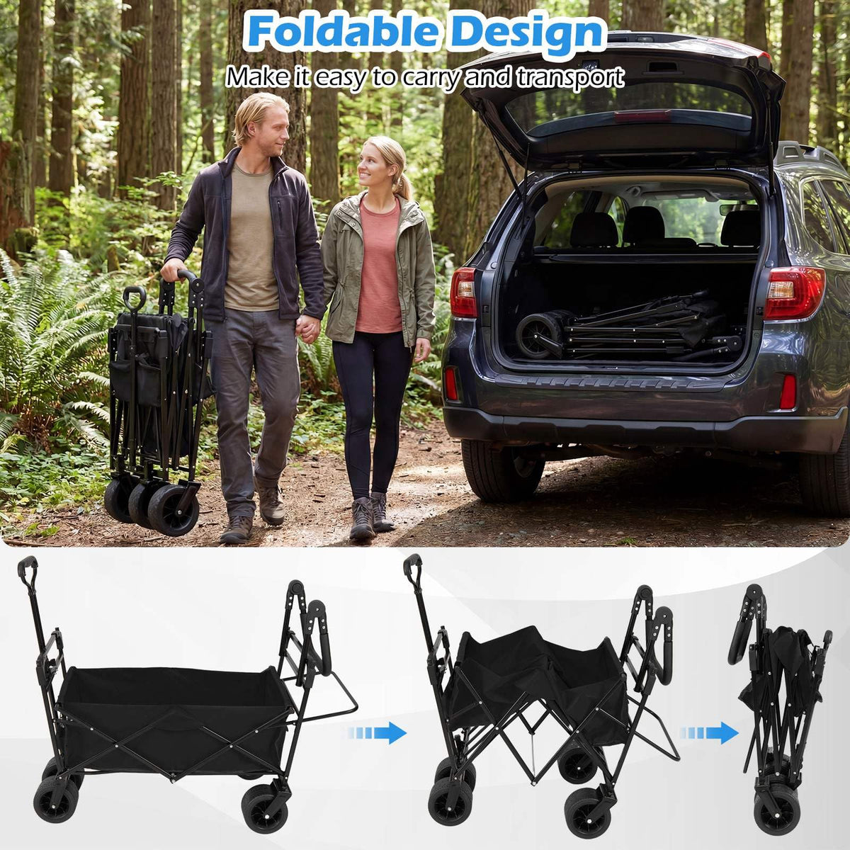 Collapsible Wagon with Removable Canopy and Adjustable Handles