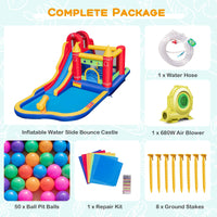 9-in-1 Inflatable Bounce Castle with Waterslide for 3+ (with 680W Blower)