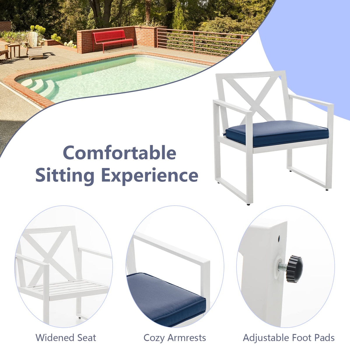 4 Pieces Outdoor Conversation Set, Patio Chair Set with Side Table