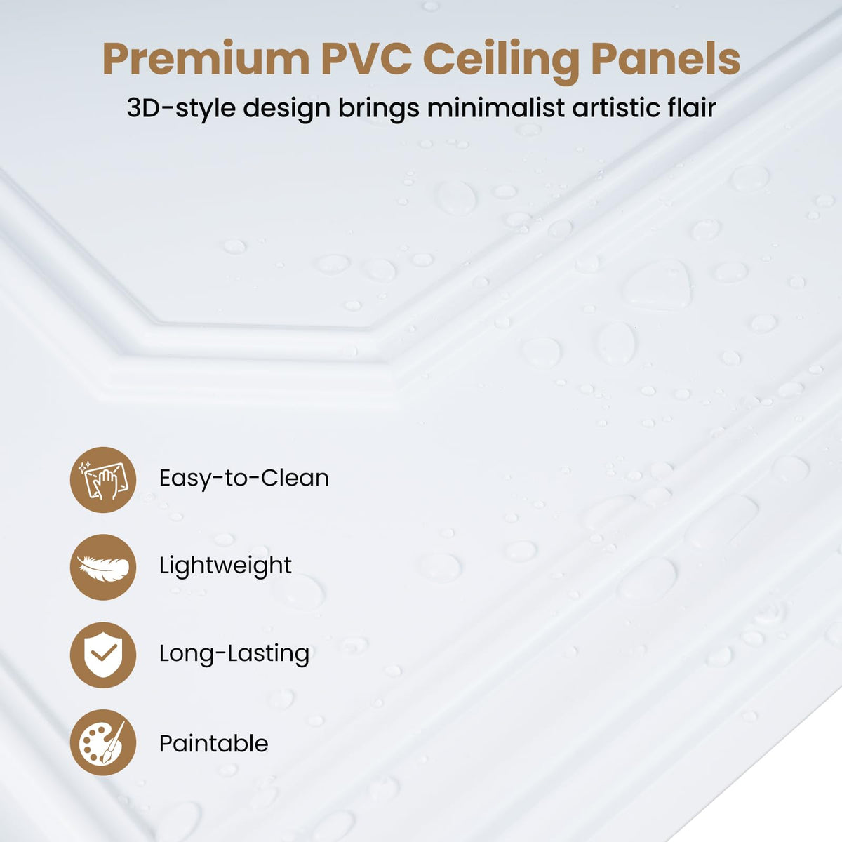 Ceiling Tiles Decorative PVC 3D Wall Panels Waterproof and Paintable