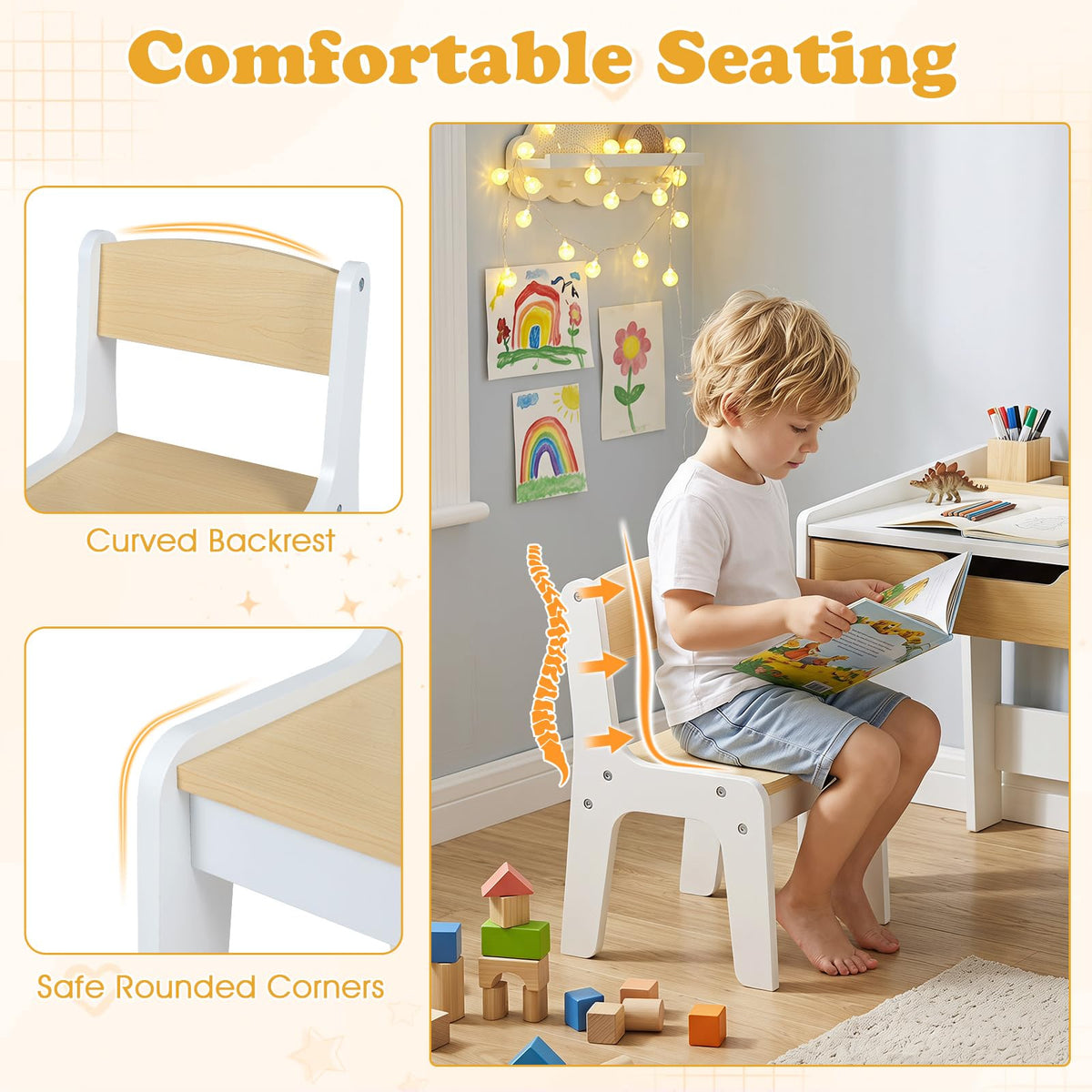 Children Writing Workstation for Boys Girls Ages 3+ for Reading Drawing Playing