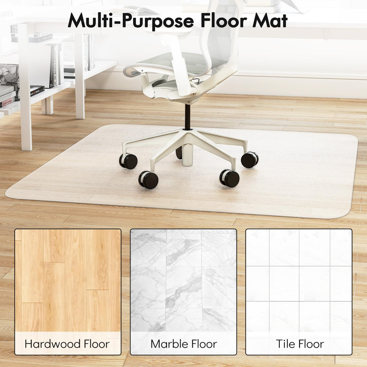 180 x 160 cm Office Chair Mat with Transparent PVC for Hardwood Floor