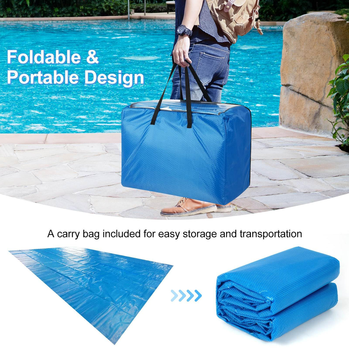 9.8 x 5 m Swimming Pool Cover, Heat Solar Outdoor Bubble Blanket