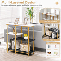 Giantex 4 Tier Console Table, Faux Marble Entrance Sofa Table w/Shelves
