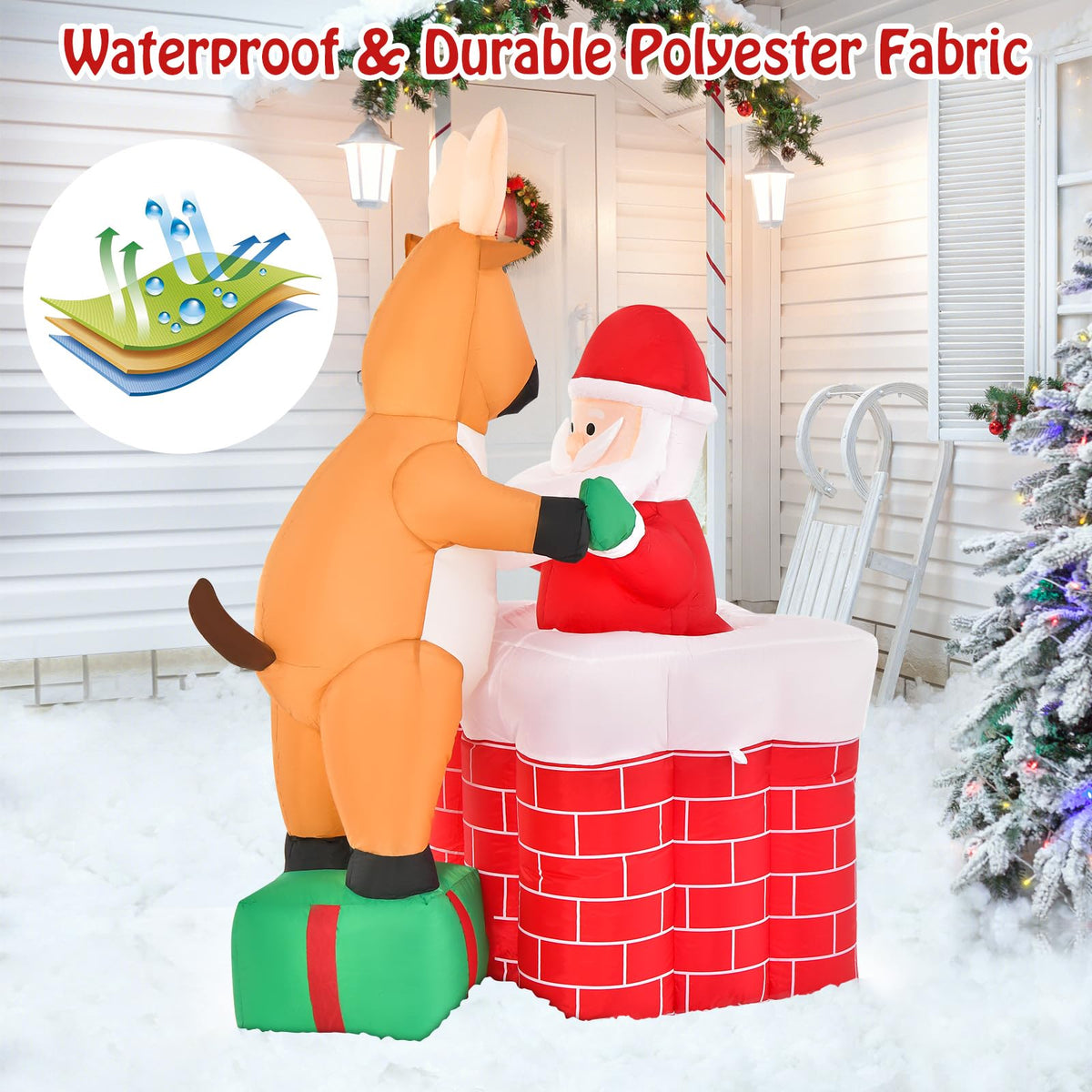 155cm Inflatable Santa Claus Climbing Chimney for Indoor/ Outdoor Party