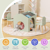 3 Pieces Kids Wooden Activity Play Desk and Chair Set with Chalkboards