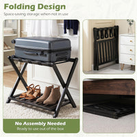 Giantex Bamboo Luggage Rack, Folding Suitcase Stand