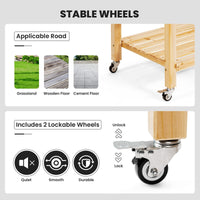 Elevated Wooden Planter Box with Lockable Wheels and Shelf