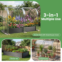 180x90x30cm Galvanized Raised Garden Bed with Greenhouse Cover