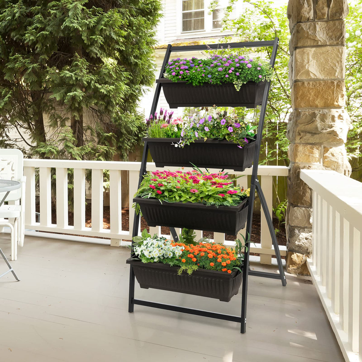 160 cm Vertical Raised Garden Bed, 4-Tier Elevated Planter Box