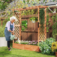 Giantex Raised Garden Bed with Trellis & Hanging Roof, 77"x17"x72"