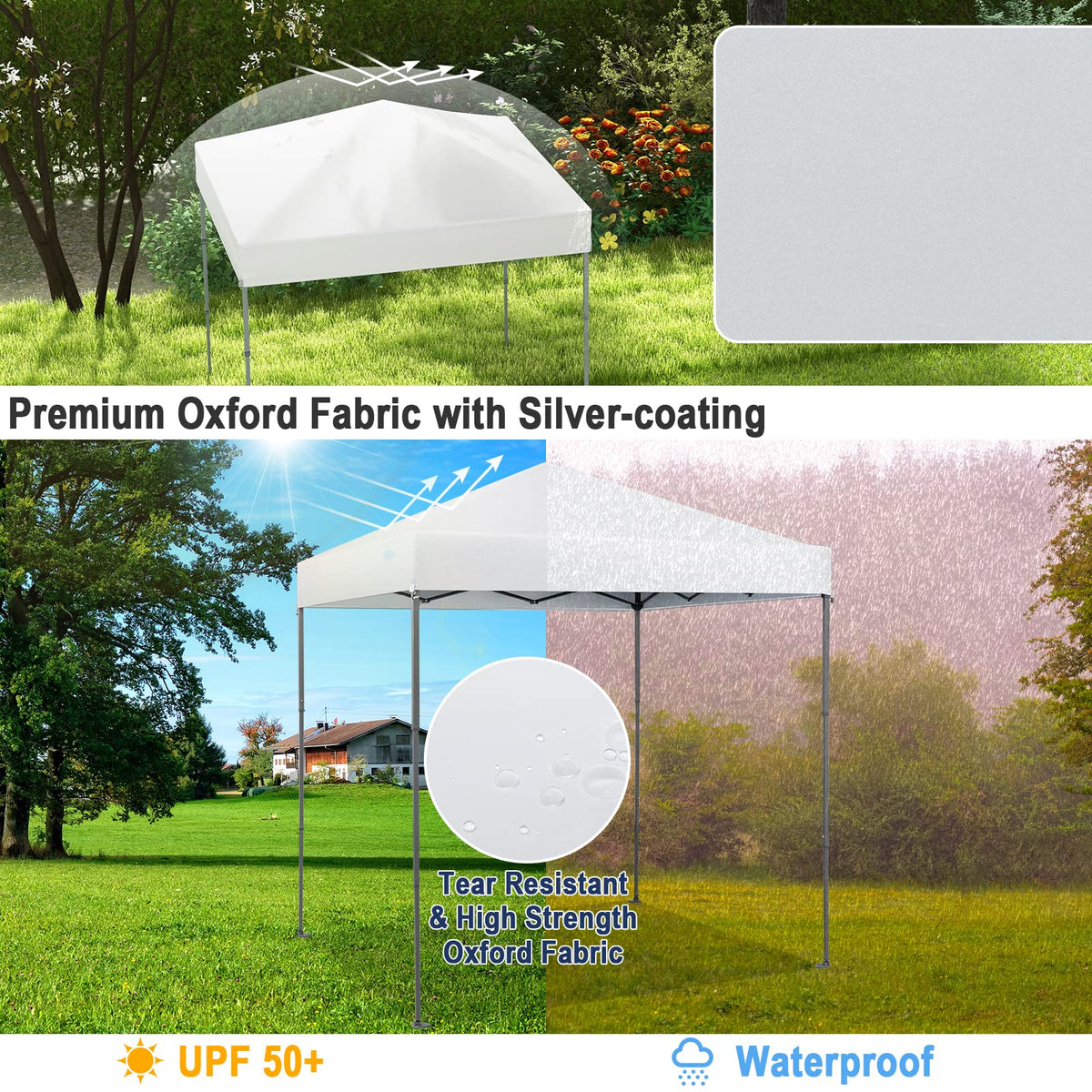 2 x 2 m Outdoor Pop-up Canopy, Instant Setup Canopy Tent w/Adjustable Heights, Carry Bag