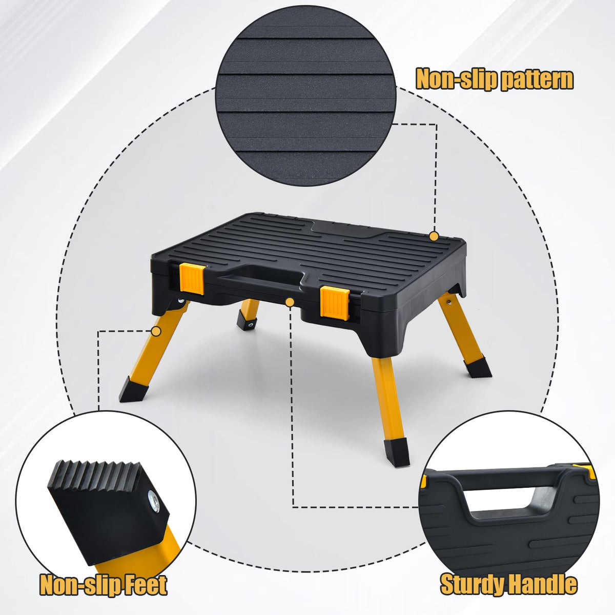 Folding Step Ladder with Wide Pedal for Kitchen
