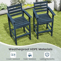 Patio Adirondack Bar Chairs Set of 2, HDPE Bar Height Chairs w/Wide Armrests & Footrest