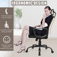 Giantex Mesh Office Chair, High-Back Computer Chair w/Headrest, Armrests & Lumbar Support, Black