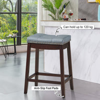 Giantex Set of 2 Backless Bar Stools, Kitchen Counter Bar Stools, Saddle Bar Stools for Dining Room Living Room