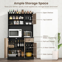 Giantex 180cm Kitchen Pantry Storage Cabinet w/Built-in Charge Station