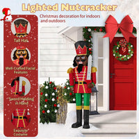 157CM Lighted Christmas Nutcracker with Glitter Sword and 100 LED Lights
