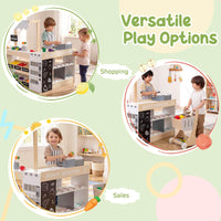 Kids Grocery Store Playset, Wooden Pretend Play Supermarket