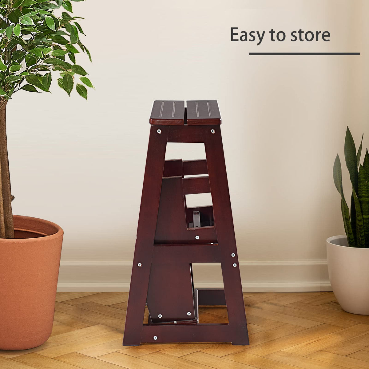 Giantex Folding Step Stool, 3 Tier Wood Ladder