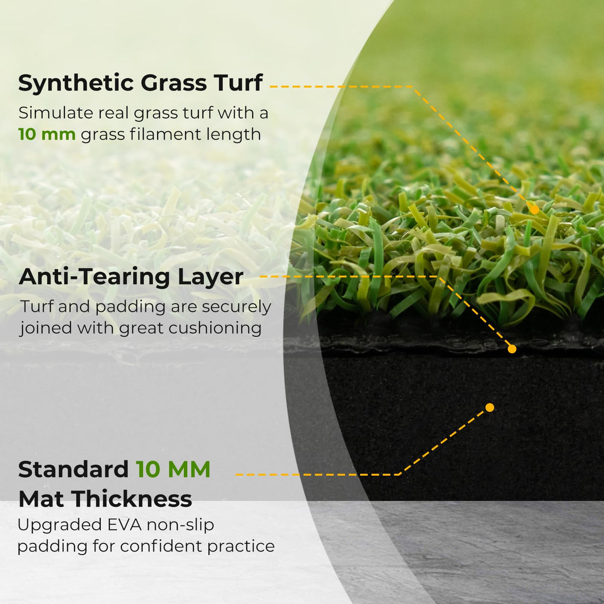 Golf Hitting Mat, Standard Real Feel Golf Practice Mat with Synthetic Turf