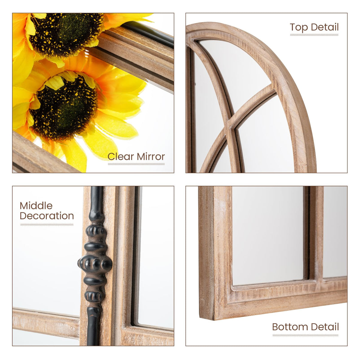 Giantex Arched Window-Like Wall Mirror 88 x 60CM, Decorative Arch Mirror