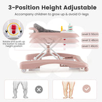 Foldable Baby Walker with Adjustable Height for Boys and Girls