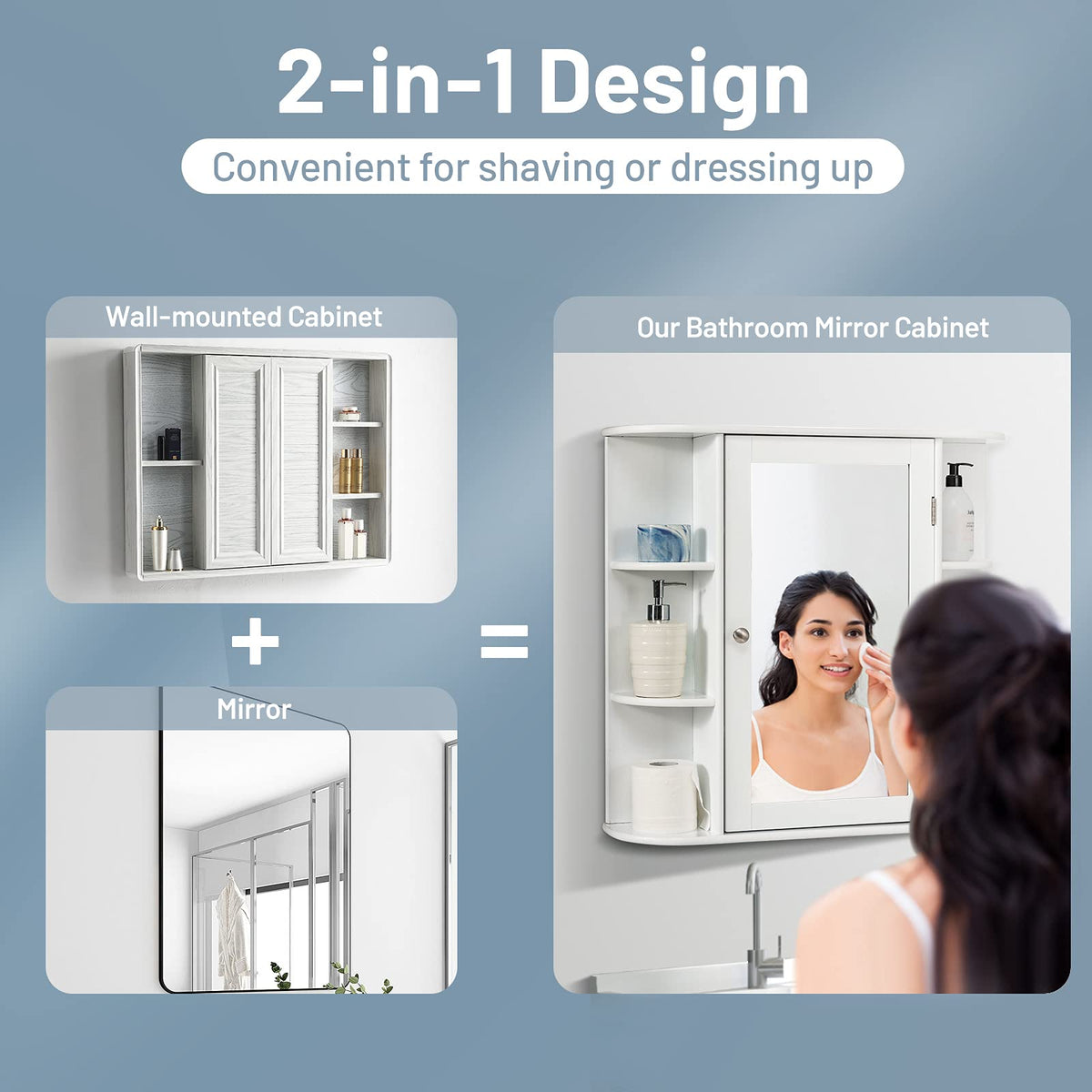 2 Tier Single Door Wall Mount Bathroom Medicine Cabinet With Mirror