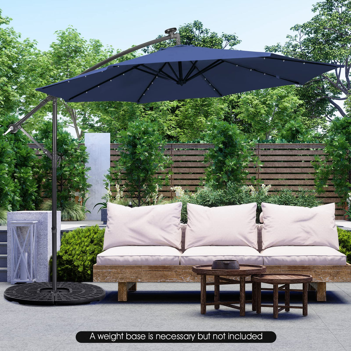 3M Cantilever Umbrella, w/ 32 Solar-Powered LED Lights