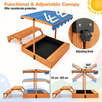 Outdoor Foldable Kids Wooden Sand Box with Lid Cover