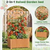 Wooden Raised Garden Bed with Trellis, 121/182 cm Outdoor Planter Box w/Privacy Screen