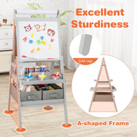 3-in-1 Kids Standing Double-sided Easel with Magnetic Chalkboard and Whiteboard