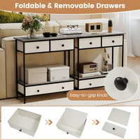 Console Table with Drawers Industrial Entryway Table with Open Storage Shelf