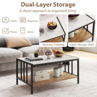 2-Tier Rectangular Center Table with Sintered Stone Tabletop