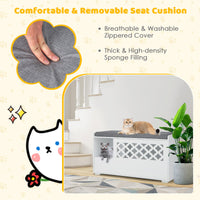 Cat Litter Box Enclosure, Cat Litter Box Bench, Storage Cabinet Furniture Hidden with Removable Cushion