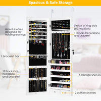 Giantex 120cm LED Jewelry Cabinet with Mirror, Lockable Jewelry Organizer with Automatic LED Lights