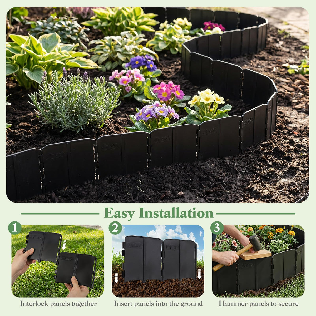 Plastic Garden Edging Kit Interlocking Design for Landscaping and Lawn