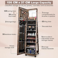 Giantex 164cm Mobile Jewelry Cabinet Armoire, Standing Lockable Jewelry Organizer
