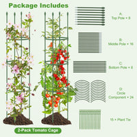 2-Pack Garden Trellis, Heavy-Duty Tomato Cage w/Adjustable Height, 2-in-1 Plant Cage & Supports