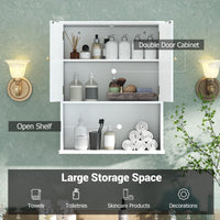 GIANTEX Bathroom Wall Cabinet 2-Door Medicine Cabinet w/Open Shelf