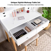 Giantex Vanity Table Set w/Mirror & Cushioned Stool Dressing Table